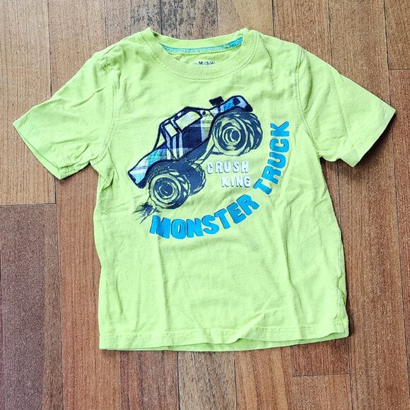 Jumping Beans Lime Green Monster Truck "Crush King" T-Shirt Size 5/6 - Picture 1 of 8
